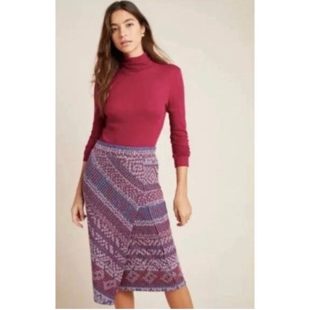 Maeve Anthropologie Carolina Knit Pencil Skirt S Multicolor Geometric Midi